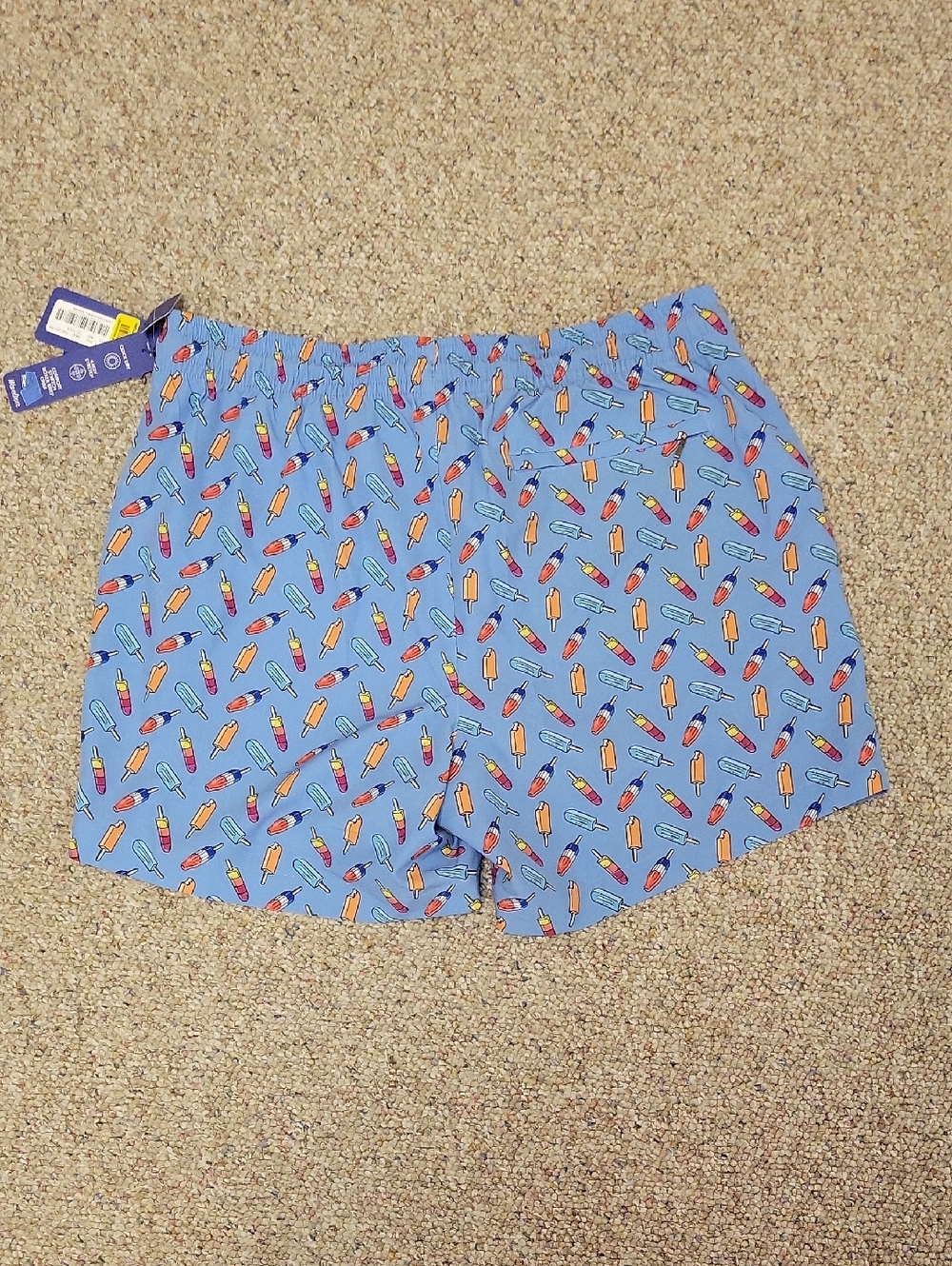 Caribbean Light Blue Swim Shorts with Colorful Popsicle Print Men's Large New - Picture 2 of 6